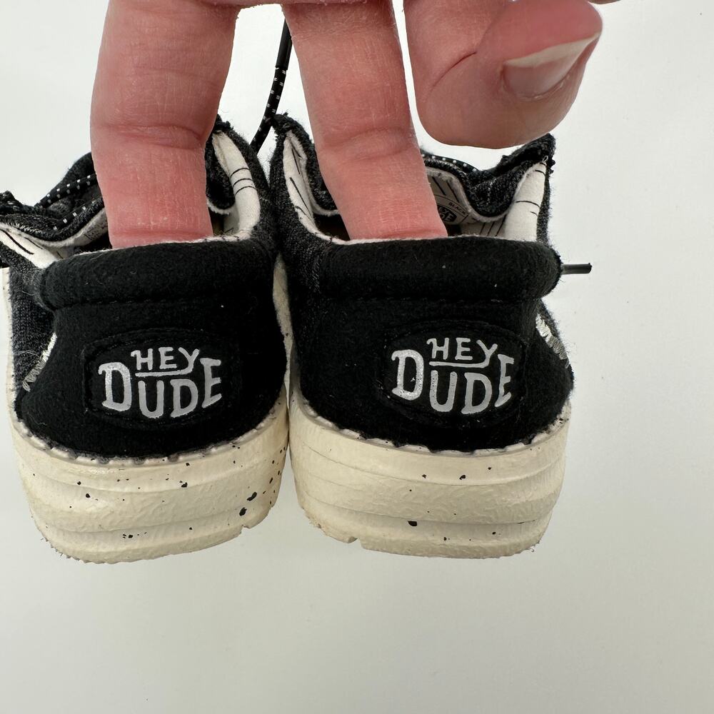 Hey Dude Wally Toddler Stretch Black White Slip On Lightweight Sneaker K7 - Picture 9 of 11